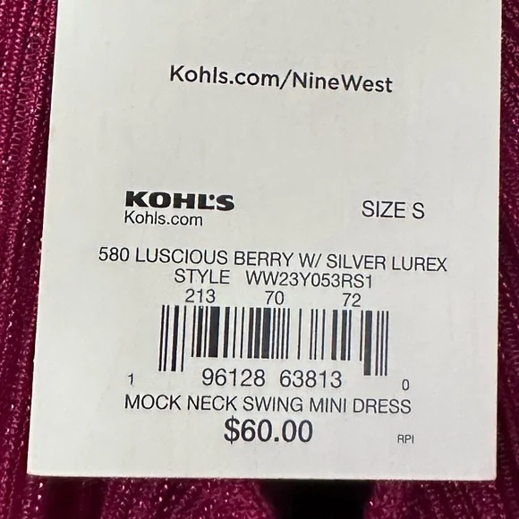 NWOT Nine West party mock neck mini dress Size: Small NEW - Picture 14 of 14